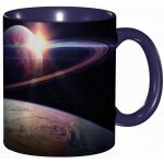 Tasse a cafe coucher de soleil sur la galaxie dans l'univers de l'espace extra - atmospherique vue de ...