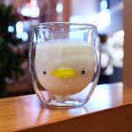 Tasse a caf� cr�ative et mignonne en verre de lait pour femme, tasse a double couche, motif ours, dessin ...