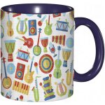 Tasse a cafe design plat minimaliste musical de lyre harpe cymbale xylophone violon et batterie a percussion ...