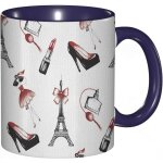 Tasse a cafe eiffel motif dessine a la main pour femme elements de mode chaussures rouge a levres parfum ...