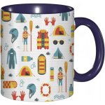 Tasse a cafe equipement sur le theme du rafting gilet de securite tente bateau et rames conception de ...