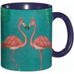 Tasse a cafe flamant rose flamant rose debout sur des feuilles tropicales et imprime vert tasse de tasse ...