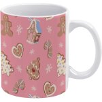 Tasse a cafe de flocons de neige de xmas rose mignon maisons en pain d'epice biscuits tasse en ceramique ...
