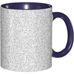Tasse a cafe floral simpliste damasse design baroque motif de motifs de style lierre sur fond uni. impression ...