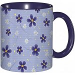 Tasse a cafe floral spring time blossoms marguerites et pois. ceil blue indigo print tasse coloree pour ...