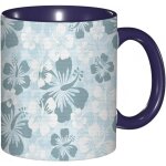 Tasse a cafe foret tropicale cotes de la mer palmiers happy times impression d'art monochrome simple ...