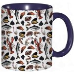 Tasse a cafe homard vintage delicieux elements de fruits de mer comme calmar saumon caviar filet crevettes ...