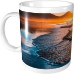 Tasses a cafe imprimees coucher de soleil sur la plage de mer - tasses a cafe en porcelaine avec poignee ...