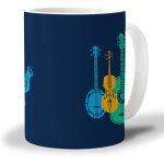 Tasse a cafe pour instruments de musique 330ml, enregistreur colore, piano, guitare, saxophone, violon, ...