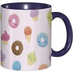 Tasse a cafe kawai motif de style dessin anime de cupcakes creme glacee et beignets avec pepites. imprime ...