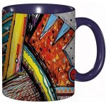 Tasse a cafe moderne funky abstrait trippy motif de musique originale avec effets de coup de pinceau. ...