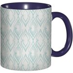 Tasse a cafe motif abstrait bleu pale de lignes courbes dans un style marocain retro vintage oriental. ...