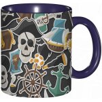 Tasse a cafe motif colore avec corsaire de jolly roger bouteille ancre tresor et impression de carte, ...