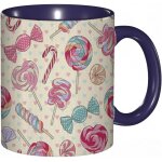Tasse a cafe motif de sucette delicieuse coloree et de canne en bonbon avec de petits coeurs fanes sur ...