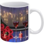 Tasse a cafe pour d?ner romantique de la saint - valentin, bougies a vin et roses, tasse en ceramique, ... Tasse a cafe pour d?ner romantique de la saint - valentin, bougies a vin et roses, tasse en ceramique, ...
