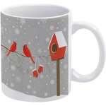 Tasse a cafe oiseaux rouges d'hiver et nichoir tasse en ceramique de flocon de neige de xmas en plein ...
