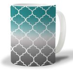Tasse a cafe ombree gris turquoise marocain 330ml, motif marocain, impression degrade gris sarcelle, ... Tasse a cafe ombree gris turquoise marocain 330ml, motif marocain, impression degrade gris sarcelle, ...
