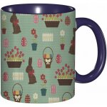 Tasse a cafe paques repetant les fleurs de lapin en chocolat conceptuel oeufs et fleurs de tulipe materiel ...