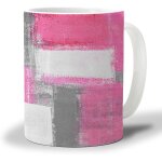 Tasse a cafe peinture a l'huile 330ml, bloc de couleur rose gris blanc, tasse a the de bureau d'art abstrait, ...