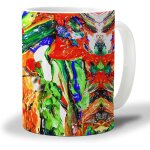 Tasse a cafe de peinture a l'huile tasses de boisson chaude de 11 onces rouge vert jaune blanc tasse ...