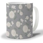 Tasse a cafe de plante de fleur 330ml, tasse a the de bureau de toile de jute grise retro de feuille ...