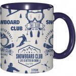 Tasse a cafe repetition de club de snowboard avec des lunettes de ski personnes impression de montagnes, ...