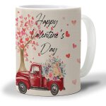 Tasse a cafe pour la saint - valentin 330ml, arbre d'amour rose, camion rouge, ballon rose, tasse a the ...