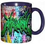 Tasse a cafe vert fluo elegant hip hop peinture en aerosol graffiti et street art paysage urbain art ...