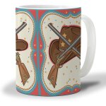 Tasse a cafe western cowboy 330ml, tasse a the de bureau en dentelle rouge et bleue avec corde d'etoile ...
