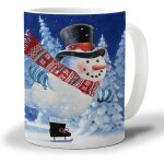 Tasse a cafe de xmas, tasses a boissons chaudes de 11 onces, bonhomme de neige, ski, arbre de xmas, foret ...