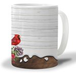 Tasse a cafe de xmas, tasses a boissons chaudes de 11 onces, lampe a huile rouge, oiseau poinsettia, ...