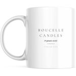 Tasse carree personnalisee avec etiquette de bougie de luxe minimaliste noir et blanc avec votre texte ...