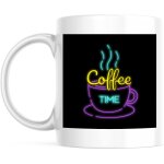 Tasse carree retro personnalisee black neon lights coffee time - avec options d'impression tasse cadeau ...
