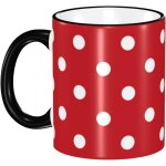 Tasse en ceramique de 330ml, tasse a pois rouge et blanc, grande tasse a cafe, a the, adaptee a la cuisine, ...