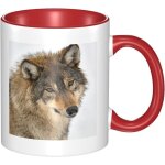 Tasse en ceramique - tasse tete de loup marron - tasse a the - cafe et cacao pour hommes et femmes