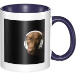 Tasse a changement de couleur chien avec ecouteurs, tasse a the en ceramique fantaisie pour femmes et ...