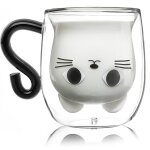 Tasse chat mug, tasse a cafe verre double paroi, cadeau de no�l original pour femme fille epouse maman ...