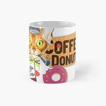 Tasse classique de chat mignon avec cravate, beignet d'amour et dessin anim fumant, 11 onces pour caf, ...