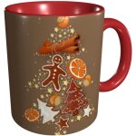 Tasse coloree a paroi interieure, motif sapin de xmas, pain d'epices, tasses a the, cafe et chocolat ...