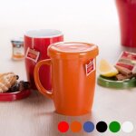 Tasse avec couvercle en c�ramique (380 ml) - mug original couleur - orange