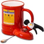 Tasse extincteur kawaii en c�ramique avec couvercle et cuill�re