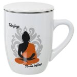 Tasse a infusion bouddha en cramique avec infuseur et couvercle