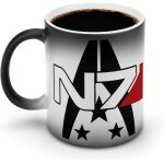 La tasse avec logo mass effect n7 change de couleur lorsqu'elle est chauffe, tasse familiale durable ...