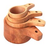 Tasses a mesurer en bois de style japonais, louche a cuillre en bois pour boule a farine, bidons de ...