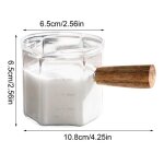 Tasse a mesurer expresso en verre avec poign�e en bois, carafe a lait a bouche unique, fournitures de ...