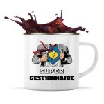 Tasse mtallique super gestionnaire mug emaill timbale camping mtier dpart retraite collgue travail ...