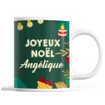 Mug - ang�lique - no�l - c�ramique - imprim� - 325 ml - vert