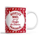 Tasse no�l cheffe de service femme rouge mug pr�nom id�e cadeau secret santa