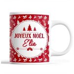Tasse no�l elie rouge mug pr�nom id�e cadeau secret santa