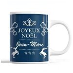Tasse no�l jean - marc bleu mug pr�nom id�e cadeau secret santa